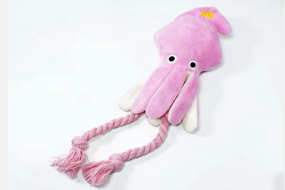 Pink Plush Squid with Rope