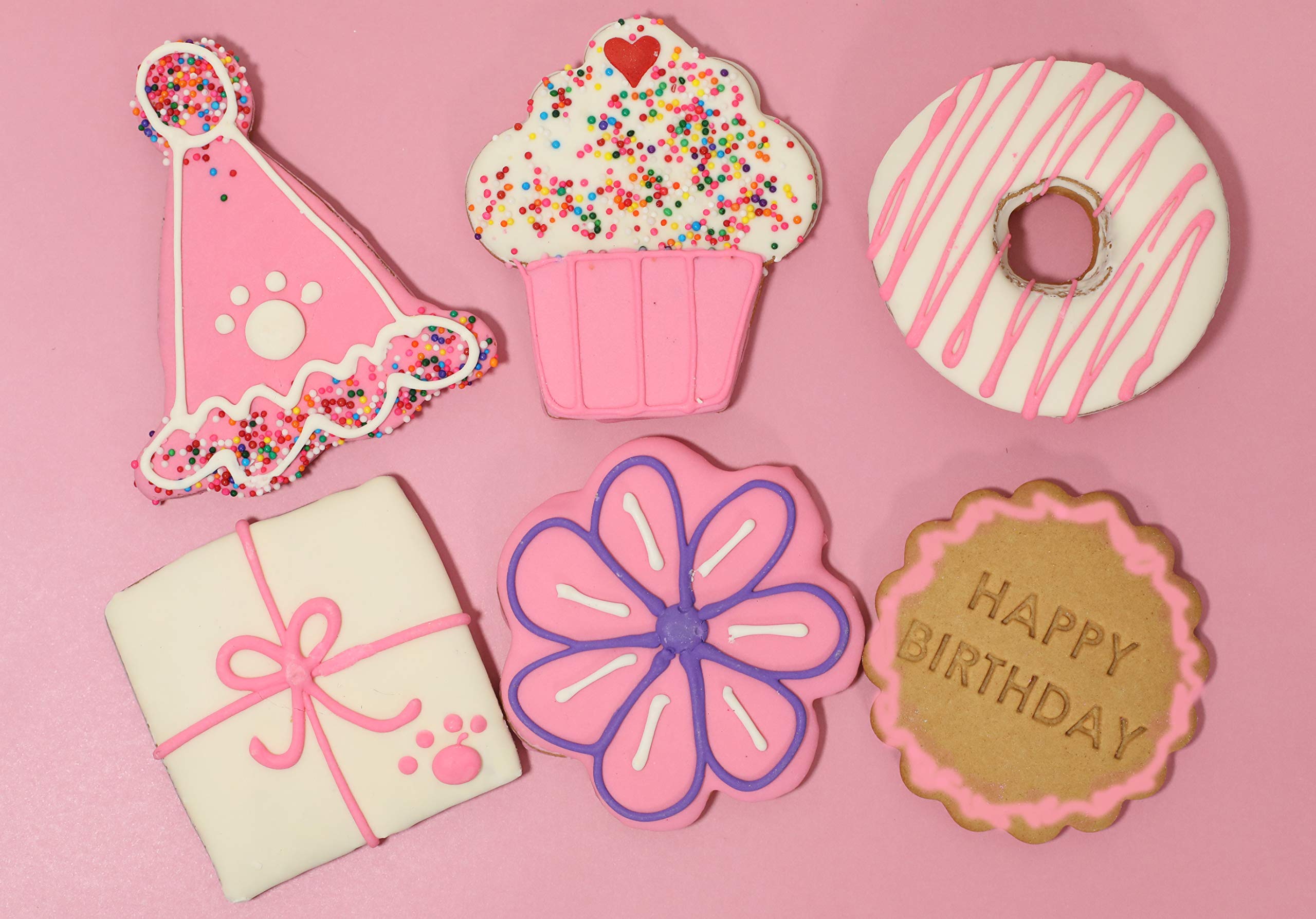 Pink Party Hat Dog Cookie