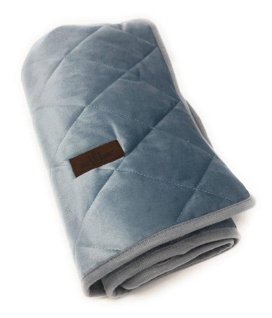 BoxDog Velvet Dog Blanket | Beautiful Blue Dog Mat | Soft Dog Blanket