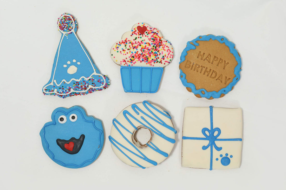 Birthday Dog Blue Cookie Box