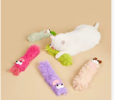 pink fuzzy monster cat toy