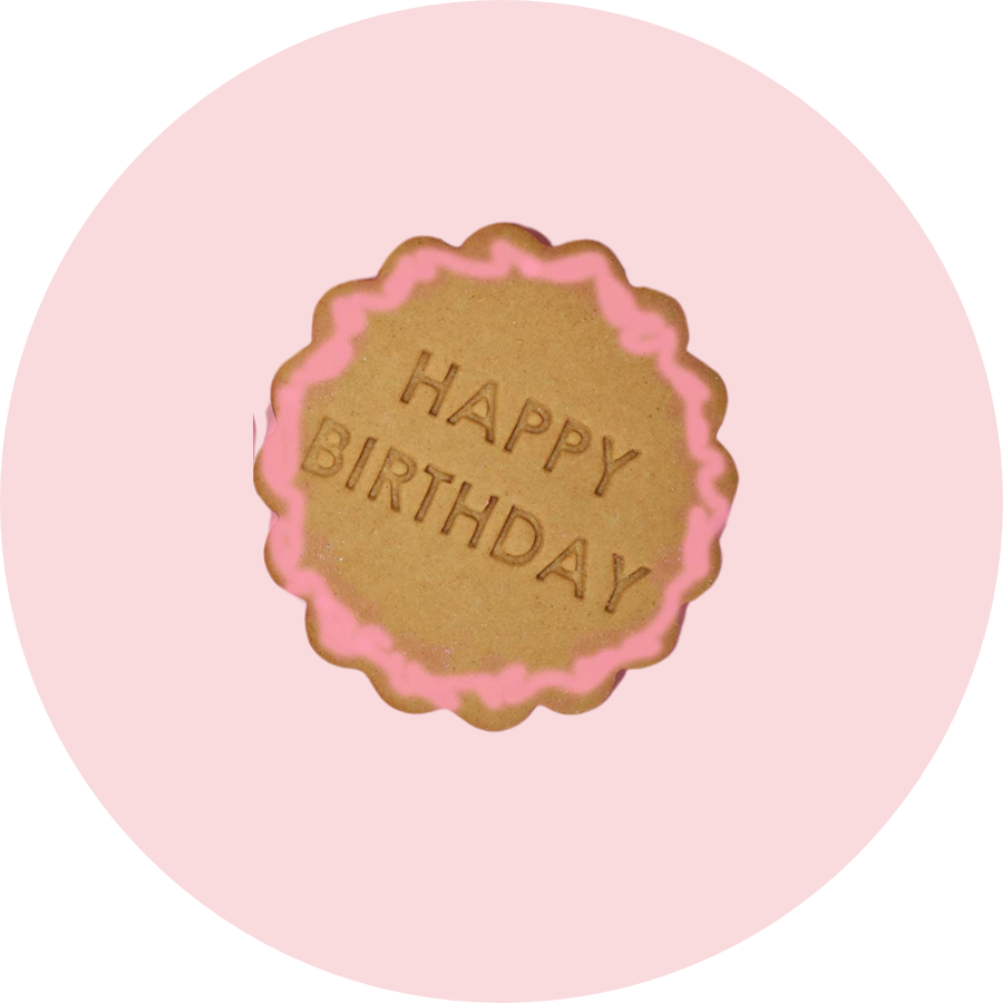 Pink Dog Happy Birthday Medallion Cookie