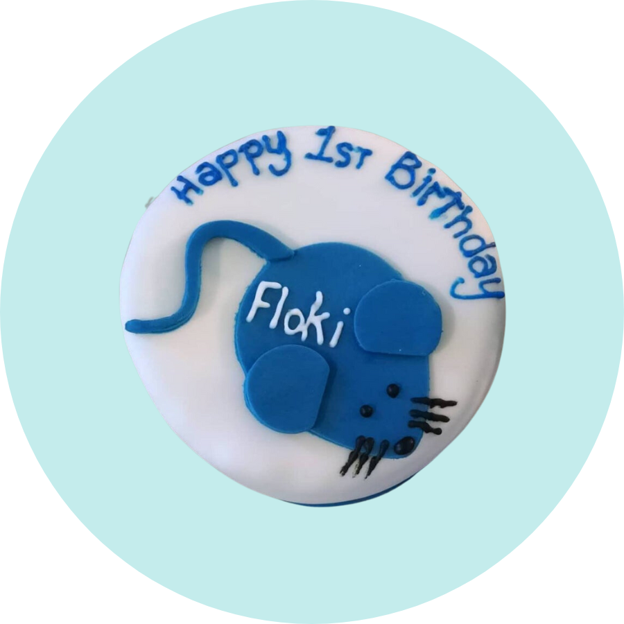 Blue Mouse Birthday Cake for Cats