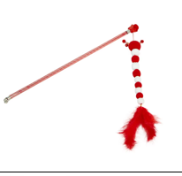 red cat stick toy