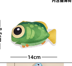 Green catnip fish toy