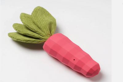 Pink Squeaky Rubber Carrot Chew Toy